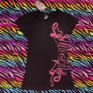 Y2k Rare Tapout Black Tee with Pink Design